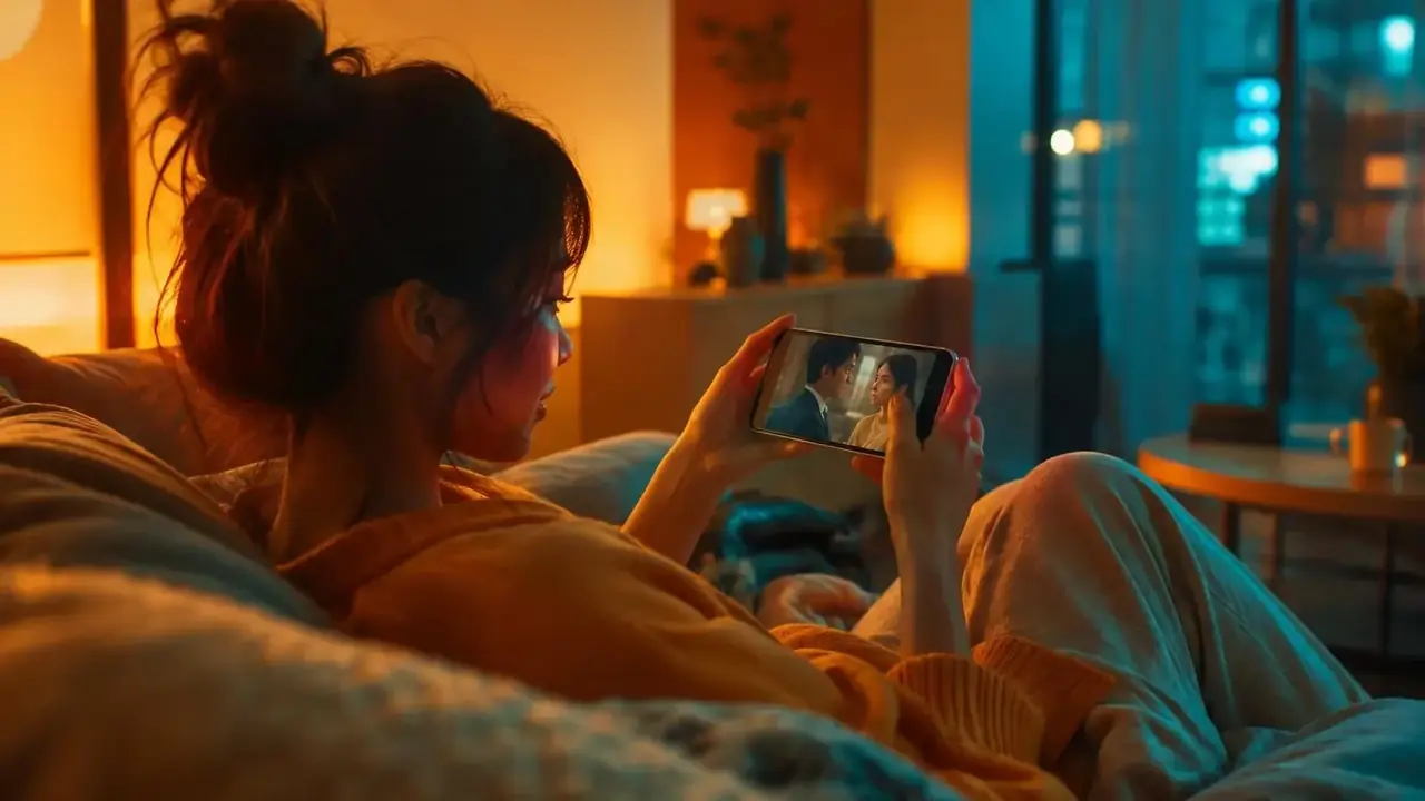 用户使用黄果官网 App 追剧的场景